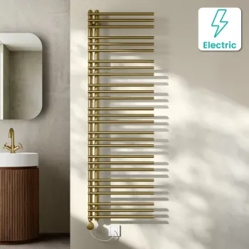 Cannes Electric Brushed Brass Designer Heated Towel Rail 1600x500mm