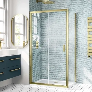 London Brushed Brass 6mm Bifold Shower Enclosure 1000x760mm