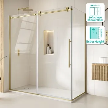 Prague Brushed Brass 8mm Sliding Shower Enclosure 1700x700mm