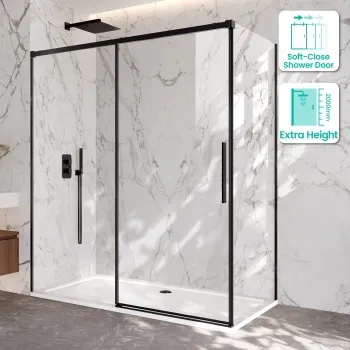 Lisbon Matt Black 8mm Sliding Shower Enclosure 1700x900mm