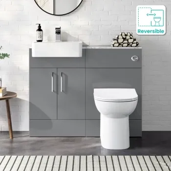 Harper Stone Grey Combination Vanity Basin with Marble Top & Aruba Toilet 1000mm