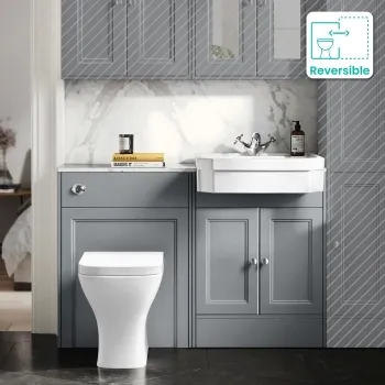 Monaco Dove Grey Combination Vanity Traditional Basin with Marble Top & Atlanta Toilet 1200mm