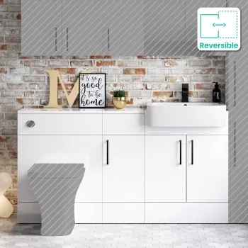 Harper Gloss White Combination Vanity Basin 1500mm - Black Accents (Excludes Pan + Cistern)