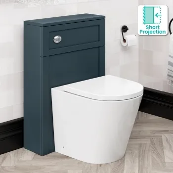 Bermuda Traditional Inky Blue Slimline Back To Wall Unit and Boston Toilet