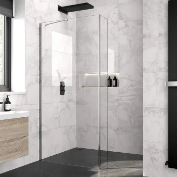 Copenhagen Easy Clean 8mm Wet Room Shower Glass 900mm & 250mm Return Panel