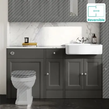 Monaco Graphite Grey Combination Vanity Basin with Marble Top 1500mm (Excludes Pan & Cistern)