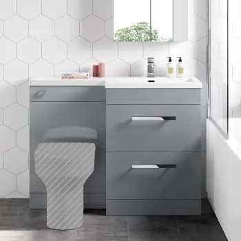 Avon Stone Grey Basin Vanity Drawer and Back To Wall Unit 1100mm - Right Handed