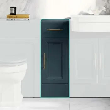 Monaco Inky Blue Side Cabinet Unit 300mm - Brass Knurled Handles