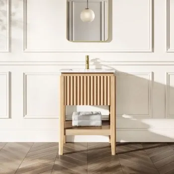 Maru Oak Carrara Marble Vanity Unit & Undermount Basin 600mm