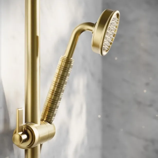 Corrib Premium Brushed Brass Round Thermostatic Shower Set