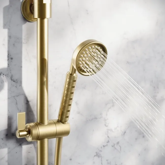 Corrib Premium Brushed Brass Round Thermostatic Shower Set