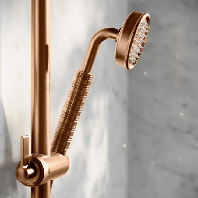 Corrib Premium Round Brushed Copper Thermostatic Bath Filler Shower Set