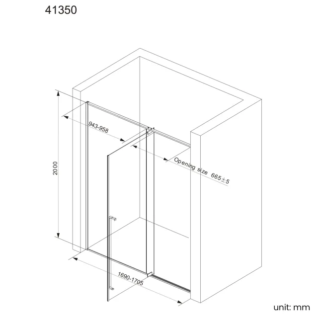 Cologne Brushed Brass Easy Clean 8mm Hinged Shower Door 1700mm