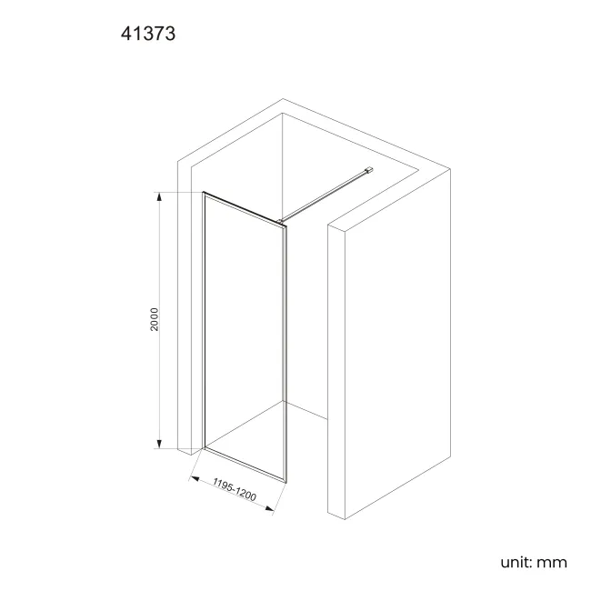 Antwerp Matt Black Framed Easy Clean 8mm Wet Room Shower Glass Panel 1200mm