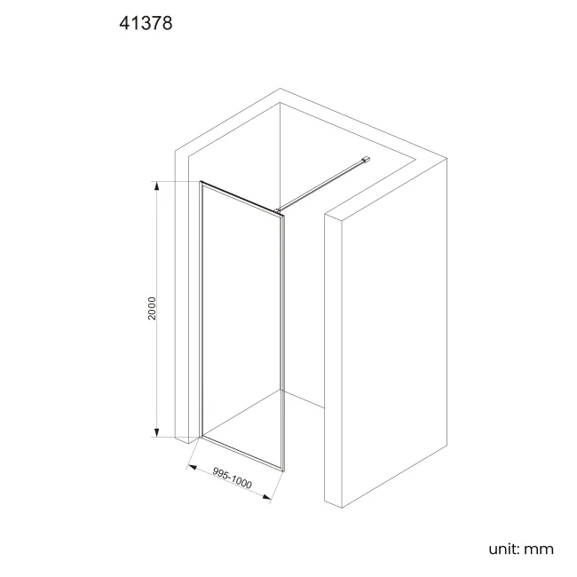 Antwerp Brushed Brass Framed Easy Clean 8mm Wet Room Shower Glass Panel 1000mm