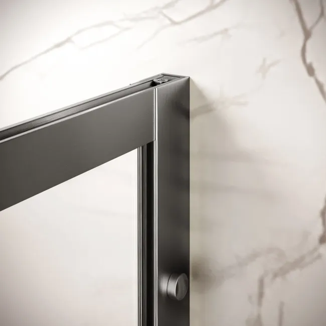 Antwerp Brushed Gunmetal Framed Easy Clean 8mm Wet Room Shower Glass Panel 900mm