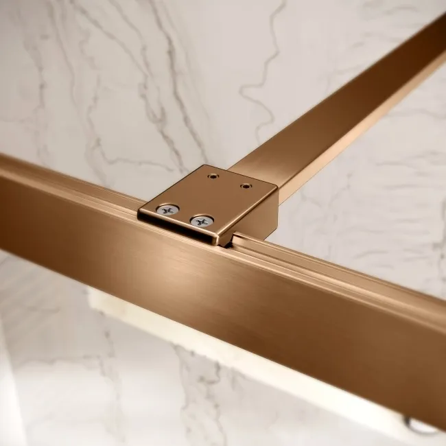 Antwerp Brushed Copper Framed Easy Clean 8mm Wet Room Shower Glass Panel 1000mm