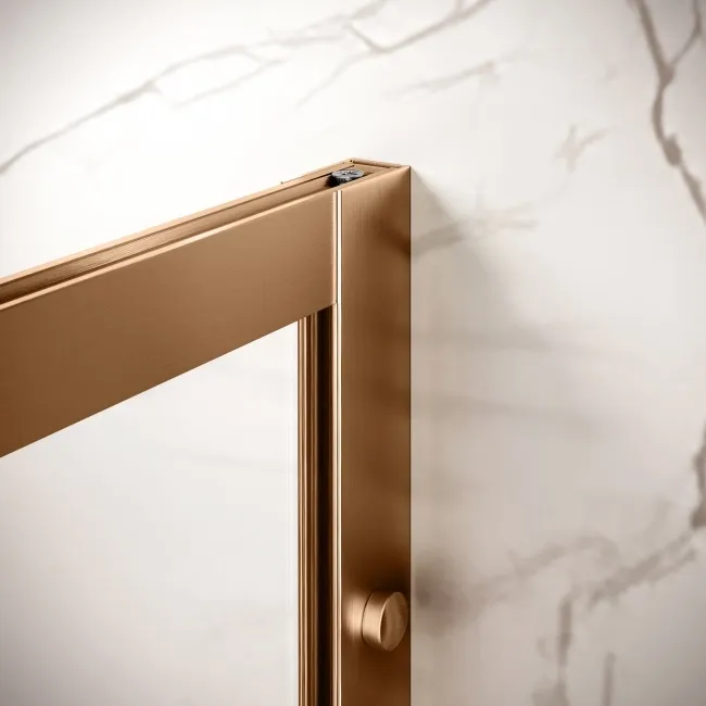 Antwerp Brushed Copper Framed Easy Clean 8mm Wet Room Shower Glass Panel 1000mm