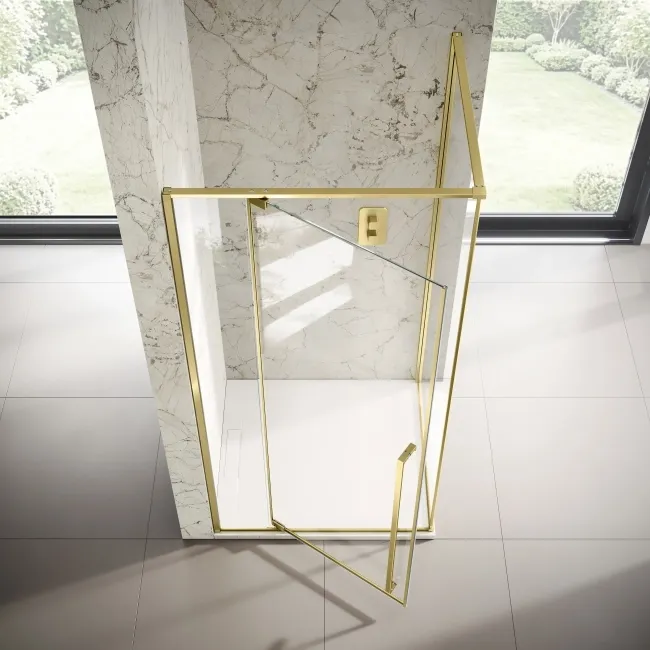 Cologne Brushed Brass Easy Clean 8mm Hinged Shower Enclosure 1100x800mm