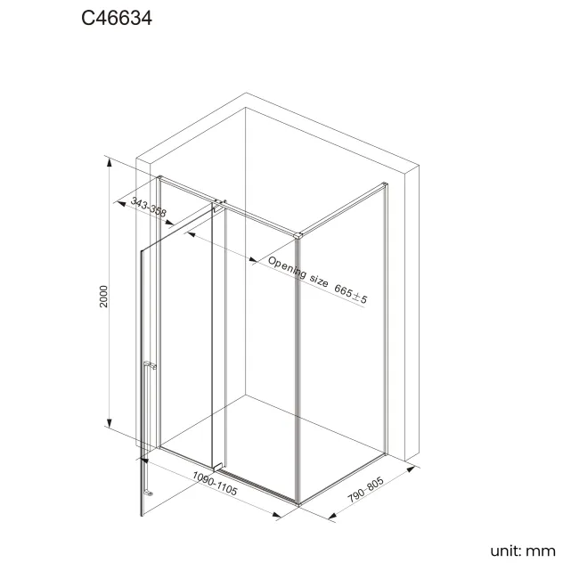 Cologne Brushed Brass Easy Clean 8mm Hinged Shower Enclosure 1100x800mm