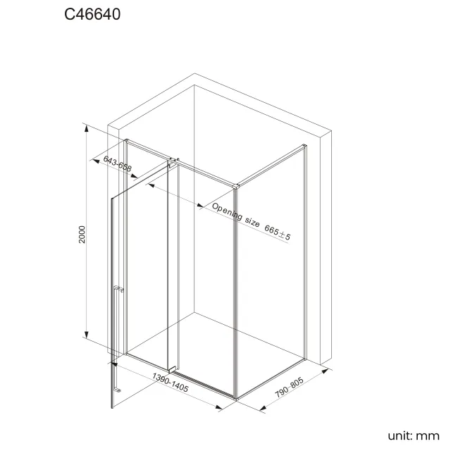 Cologne Brushed Brass Easy Clean 8mm Hinged Shower Enclosure 1400x800mm