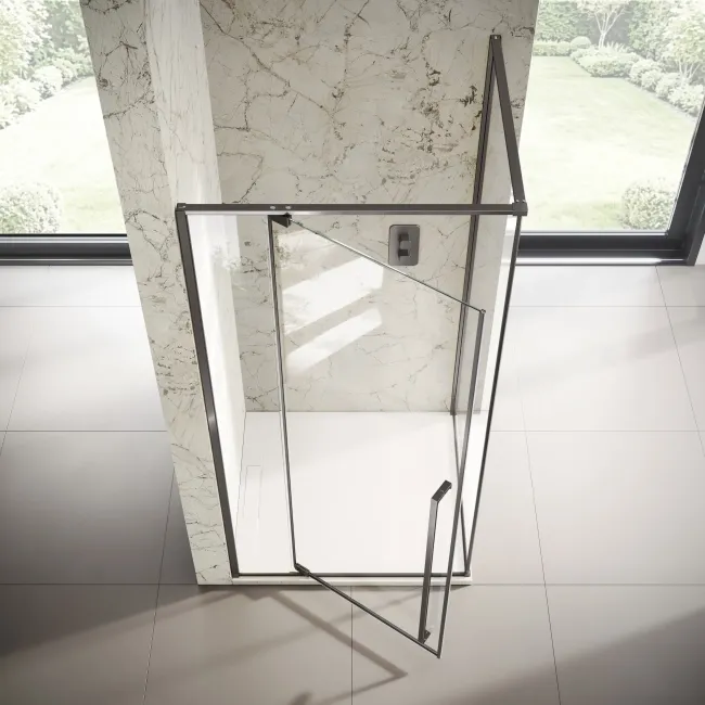 Cologne Brushed Gunmetal Easy Clean 8mm Hinged Shower Enclosure 1000x800mm