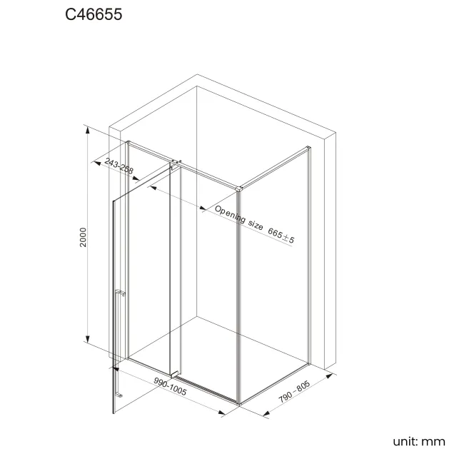 Cologne Brushed Gunmetal Easy Clean 8mm Hinged Shower Enclosure 1000x800mm
