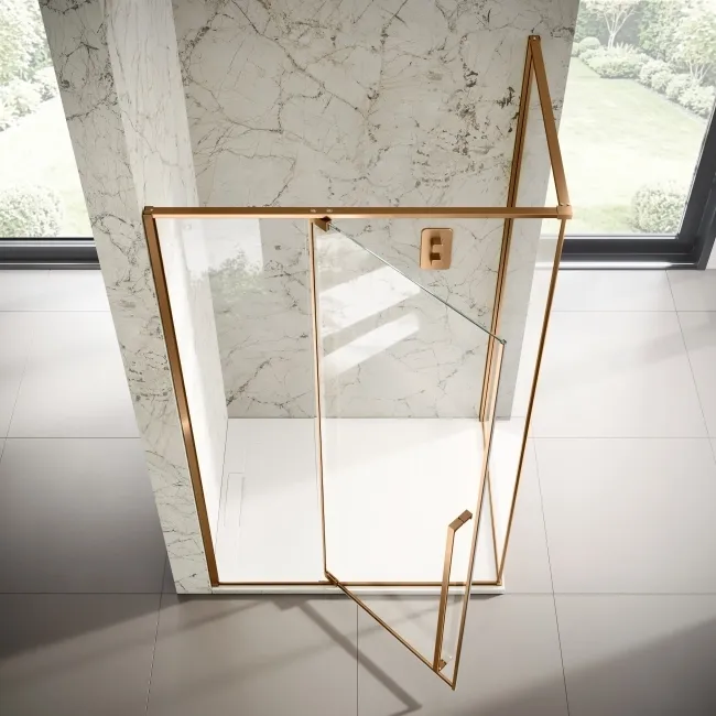 Cologne Brushed Copper Easy Clean 8mm Hinged Shower Enclosure 1200x900mm