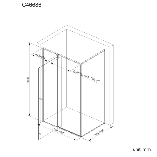 Cologne Brushed Copper Easy Clean 8mm Hinged Shower Enclosure 1200x900mm