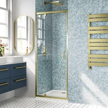London Brushed Brass 6mm Pivot Shower Door 800mm