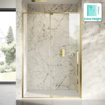 Cologne Brushed Brass Easy Clean 8mm Hinged Shower Door 1400mm