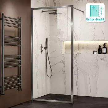 Antwerp Brushed Gunmetal Framed Easy Clean 8mm Wet Room Shower Glass Panel 900mm
