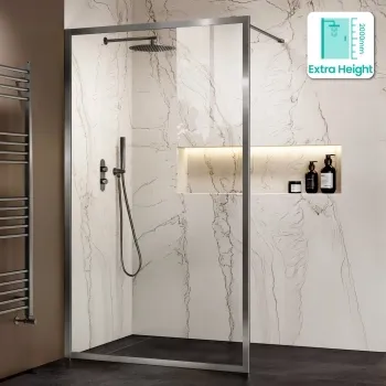 Antwerp Brushed Gunmetal Framed Easy Clean 8mm Wet Room Shower Glass Panel 1200mm