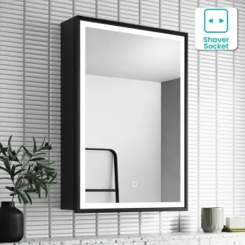 Mia Black Framed Illuminated LED Mirror Cabinet 710x500mm