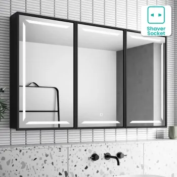 Mia Black Framed Illuminated LED Mirror Cabinet 710x1200mm