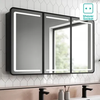 Olivia Black Framed Illuminated LED Mirror Cabinet 710x1200mm