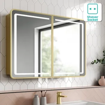 Olivia Matt Brass Illuminated LED Mirror Cabinet 710x1000mm