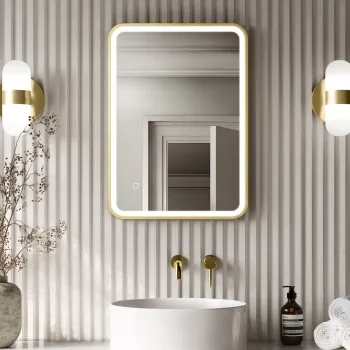 Mila Brushed Brass Illuminated LED Mirror 700x500mm