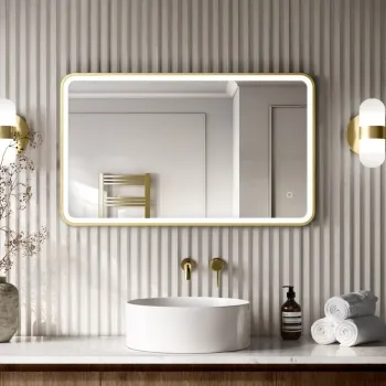 Mila Brushed Brass Illuminated LED Mirror 600x1000mm