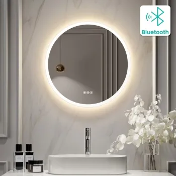 Grace Round Illuminated LED Mirror With BLUETOOTH Speaker 600mm