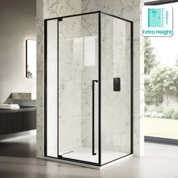 Cologne Matt Black Easy Clean 8mm Hinged Shower Enclosure 1000x800mm