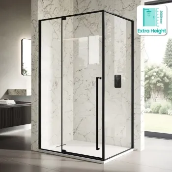 Cologne Matt Black Easy Clean 8mm Hinged Shower Enclosure 1200x800mm
