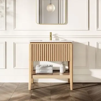 Maru Oak Carrara Marble Vanity Unit & Undermount Basin 800mm
